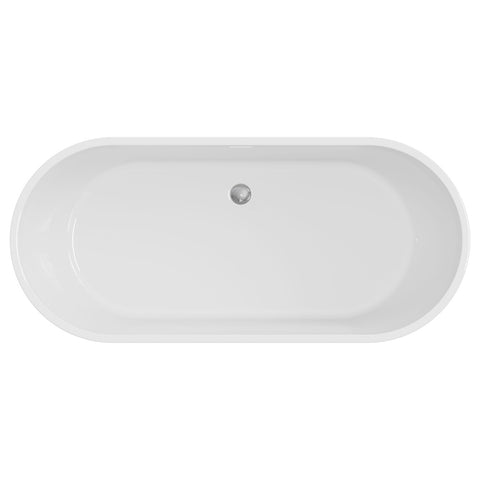 Fienza Koko Freestanding Acrylic Bath w/ Overflow 1680mm Gloss White FR11775GW-OF
