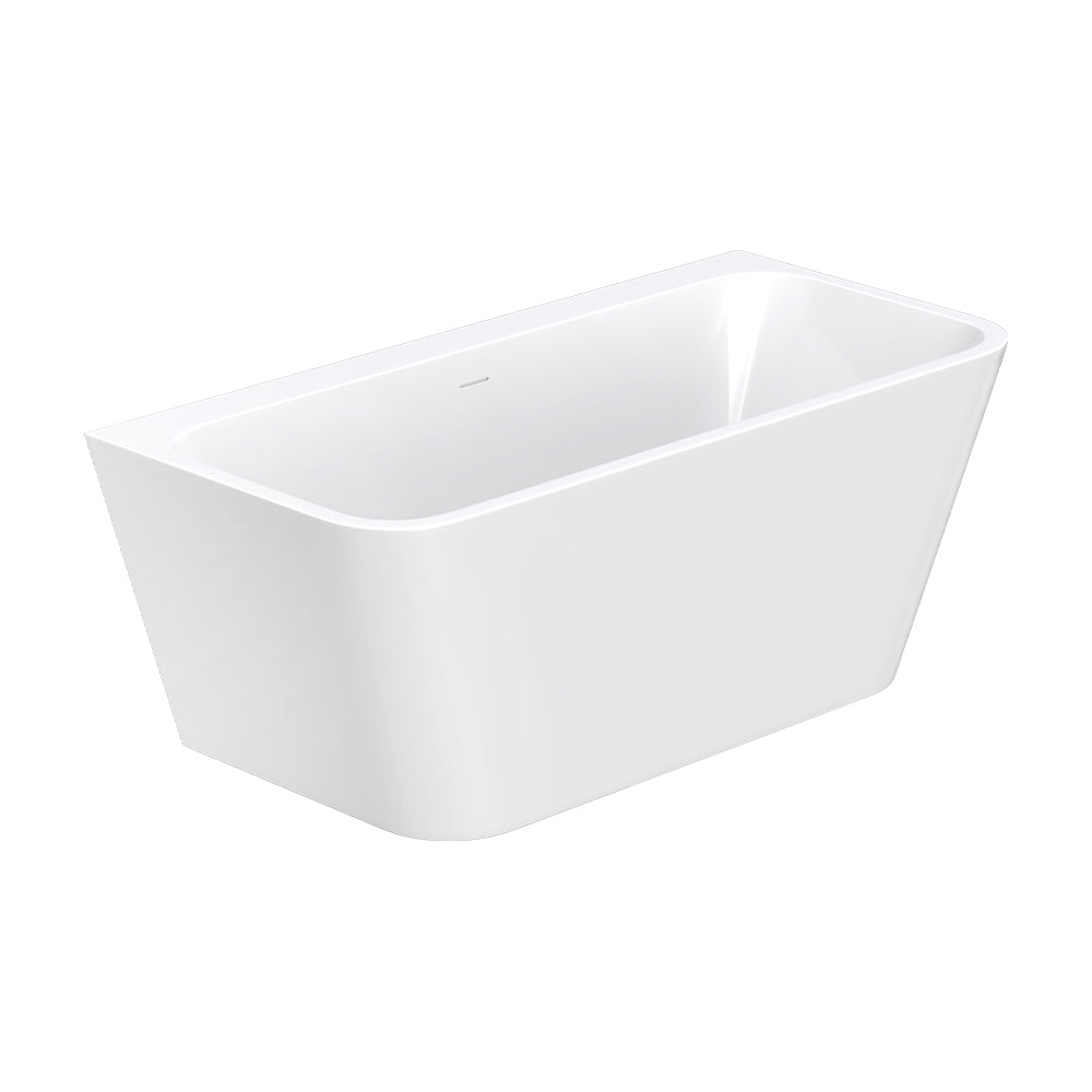Fienza Delta Back To Wall Bath w/ Overflow 1500mm Gloss White FR13572-1500-OF