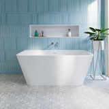 Fienza Delta Back To Wall Bath w/ Overflow 1500mm Gloss White FR13572-1500-OF