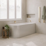 Fienza Hustle Acrylic Bath Left Hand Multi Fit w/ Overflow 1500mm Gloss White FR28-1500L-OF