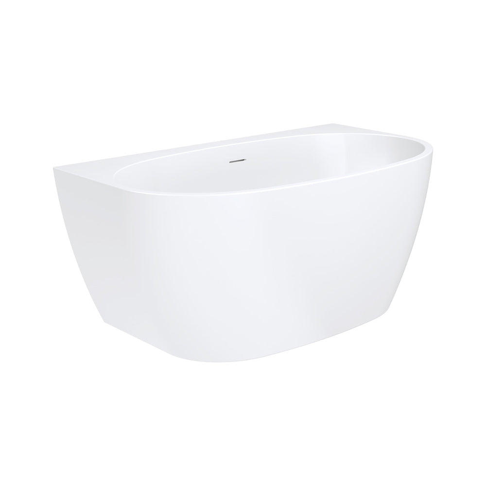 Fienza Keeto Back To Wall Acrylic Bath w/ Overflow 1300mm Gloss White FR65-1300-OF