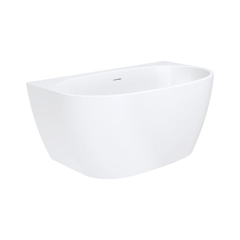 Fienza Keeto Back To Wall Acrylic Bath w/ Overflow 1300mm Gloss White FR65-1300-OF