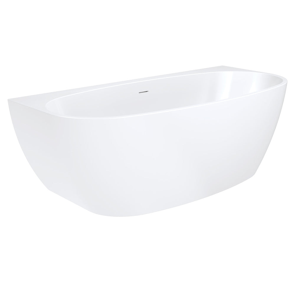 Fienza Keeto Back To Wall Acrylic Bath w/ Overflow 1700mm Gloss White FR65-1700-OF