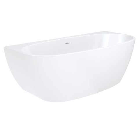 Fienza Keeto Back To Wall Acrylic Bath w/ Overflow 1700mm Gloss White FR65-1700-OF