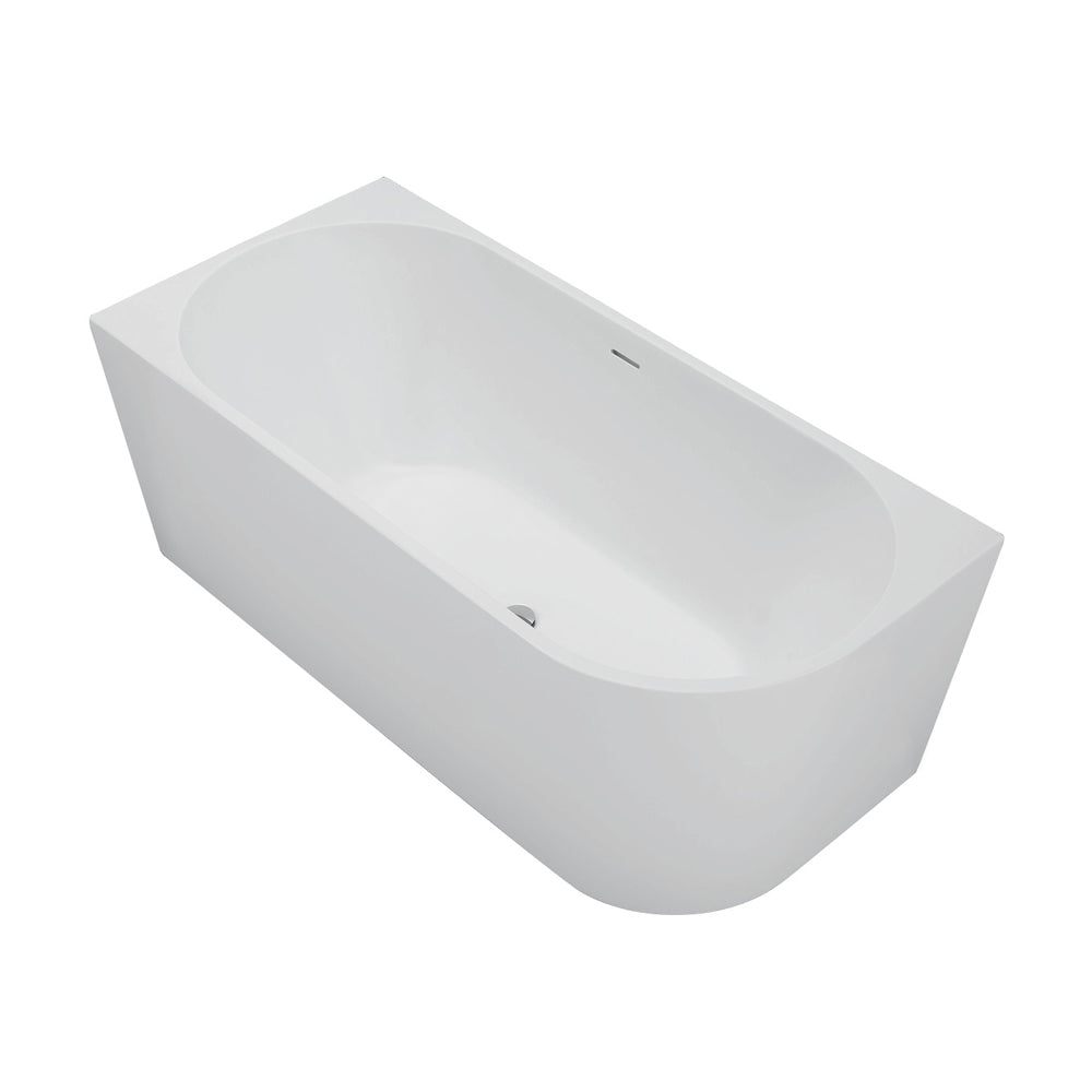 Fienza Isabella Corner Bath w/ Overflow Right Hand 1500mm Matte White FR67-1500R-MW-OF