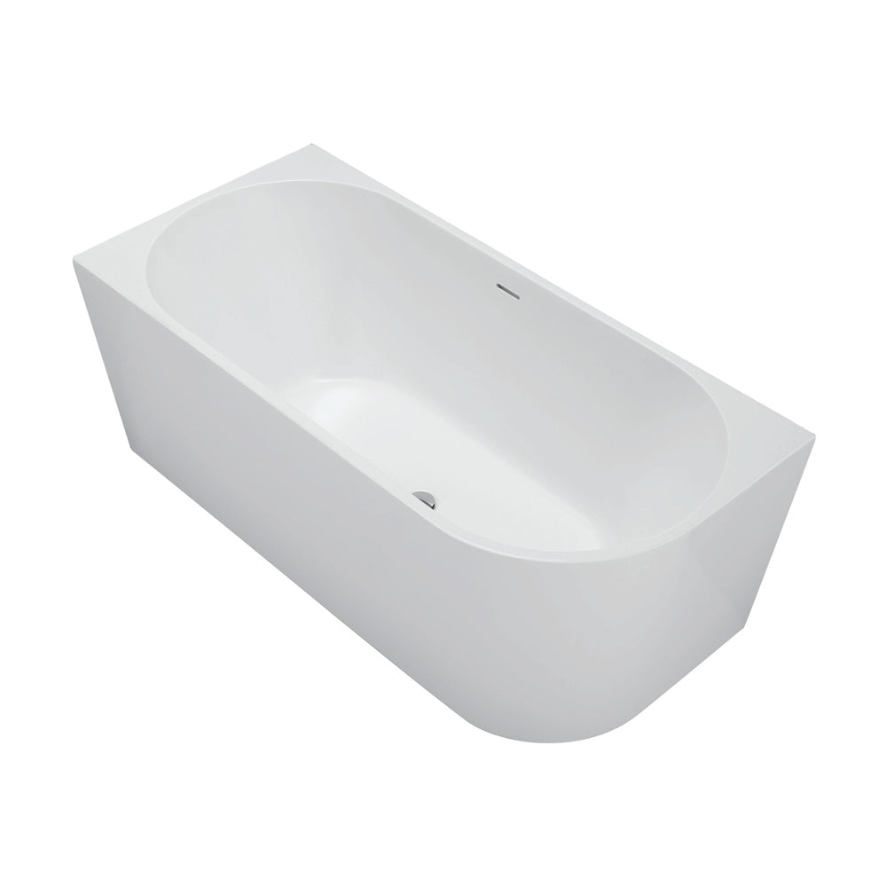 Fienza Isabella Corner Bath w/ Overflow Right Hand 1500mm Gloss White FR67-1500R-OF
