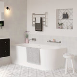Fienza Isabella Corner Bath w/ Overflow Right Hand 1700mm Gloss White FR67-1700R-OF