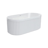 Fienza Eleanor Fluted Freestanding Acrylic Bath 1500mm w/ Overflow Gloss White FR711-1500-OF