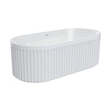 Fienza Eleanor Fluted Freestanding Acrylic Bath 1700mm w/ Overflow Gloss White FR711-1700-OF