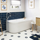 Fienza Eleanor Fluted Corner Bath Acrylic Bath (Left Hand) 1500mm w/ Overflow Gloss White FR713-1500L-OF