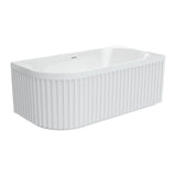 Fienza Eleanor Fluted Corner Bath Acrylic Bath (Left Hand) 1500mm w/ Overflow Gloss White FR713-1500L-OF