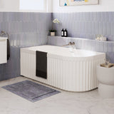Fienza Eleanor Fluted Corner Bath Acrylic Bath (Right Hand) 1500mm w/ Overflow Gloss White FR713-1500R-OF
