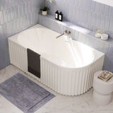 Fienza Eleanor Fluted Corner Bath Acrylic Bath (Right Hand) 1500mm w/ Overflow Gloss White FR713-1500R-OF