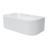 Fienza Eleanor Fluted Corner Bath Acrylic Bath (Right Hand) 1500mm w/ Overflow Gloss White FR713-1500R-OF