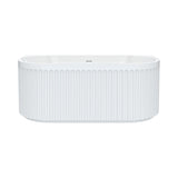 Fienza Eleanor Fluted Back To Wall Acrylic Bath 1500mm w/ Overflow Gloss White FR716-1500-OF