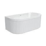 Fienza Eleanor Fluted Back To Wall Acrylic Bath 1500mm w/ Overflow Gloss White FR716-1500-OF