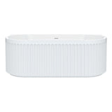 Fienza Eleanor Fluted Back To Wall Acrylic Bath 1700mm w/ Overflow Gloss White FR716-1700-OF