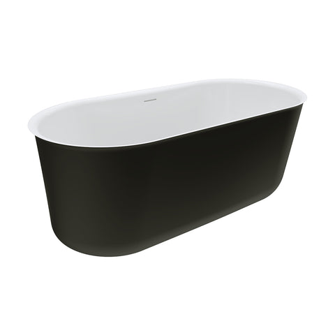 Fienza Windsor Acrylic Bath w/ Overflow 1500mm Gloss White/Matte Black FR72-1500B-OF