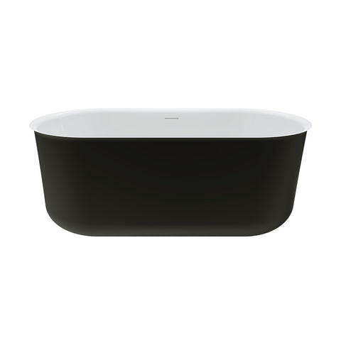 Fienza Windsor Acrylic Bath w/ Overflow 1500mm Gloss White/Matte Black FR72-1500B-OF