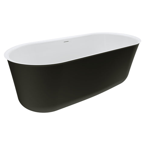 Fienza Windsor Acrylic Bath 1700mm (w/ Overflow) Gloss White/Matte Black Exterior FR72-1700B-OF