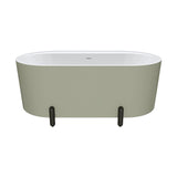 Fienza Aluca Freestanding Bath 1500mm w/ Overflow Matte Olive w/ Matte Black Legs FR88-1500G-B-OF