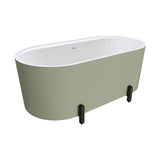 Fienza Aluca Freestanding Bath 1500mm w/ Overflow Matte Olive w/ Matte Black Legs FR88-1500G-B-OF