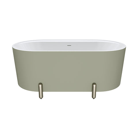 Fienza Aluca Freestanding Bath 1500mm w/ Overflow Matte Olive w/ Brushed Nickel Legs FR88-1500G-BN-OF