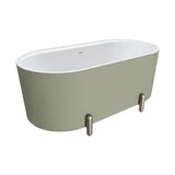 Fienza Aluca Freestanding Bath 1500mm w/ Overflow Matte Olive w/ Brushed Nickel Legs FR88-1500G-BN-OF