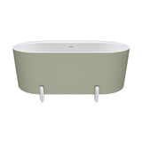 Fienza Aluca Freestanding Bath 1500mm w/ Overflow Matte Olive w/ Chrome Legs FR88-1500G-C-OF
