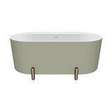 Fienza Aluca Freestanding Bath 1500mm w/ Overflow Matte Olive w/ Brushed Copper Legs FR88-1500G-CO-OF