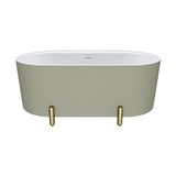 Fienza Aluca Freestanding Bath 1500mm w/ Overflow Matte Olive w/ Urban Brass Legs FR88-1500G-UB-OF