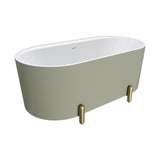 Fienza Aluca Freestanding Bath 1500mm w/ Overflow Matte Olive w/ Urban Brass Legs FR88-1500G-UB-OF