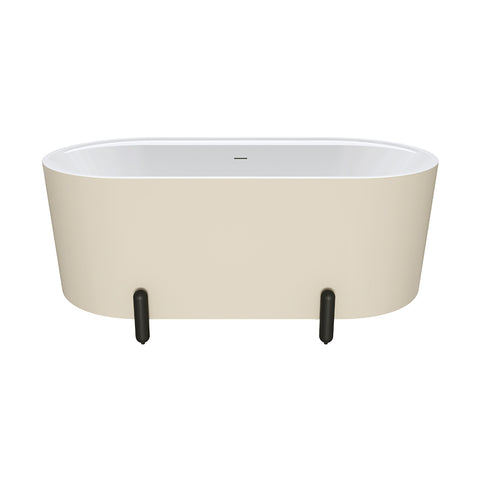 Fienza Aluca Freestanding Bath 1500mm w/ Overflow Matte Khaki w/ Matte Black Legs FR88-1500K-B-OF