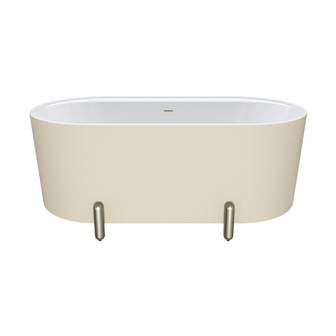 Fienza Aluca Freestanding Bath 1500mm w/ Overflow Matte Khaki w/ Brushed Nickel Legs FR88-1500K-BN-OF