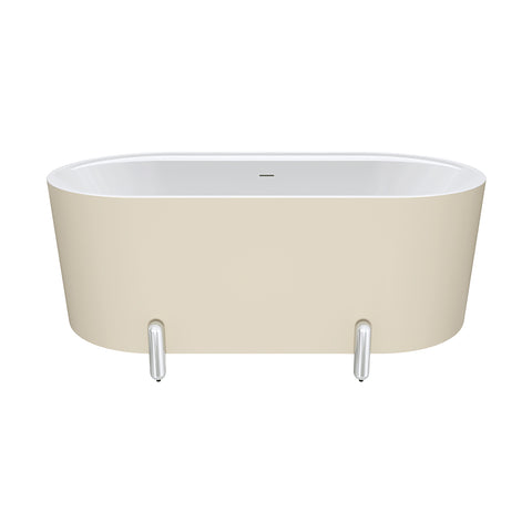 Fienza Aluca Freestanding Bath 1500mm w/ Overflow Matte Khaki w/ Chrome Legs FR88-1500K-C-OF