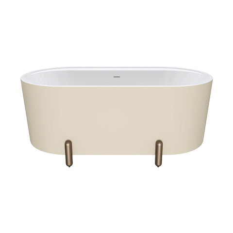 Fienza Aluca Freestanding Bath 1500mm w/ Overflow Matte Khaki w/ Brushed Copper Legs FR88-1500K-CO-OF