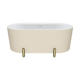 Fienza Aluca Freestanding Bath 1500mm w/ Overflow Matte Khaki w/ Urban Brass Legs FR88-1500K-UB-OF