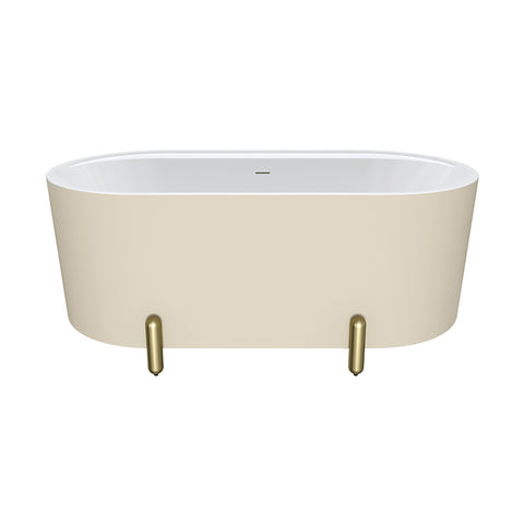 Fienza Aluca Freestanding Bath 1500mm w/ Overflow Matte Khaki w/ Urban Brass Legs FR88-1500K-UB-OF