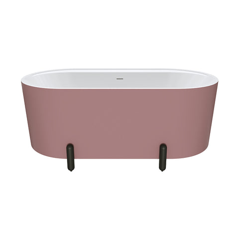 Fienza Aluca Freestanding Bath 1500mm w/ Overflow Matte Rouge w/ Matte Black Legs FR88-1500R-B-OF