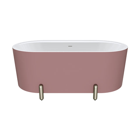 Fienza Aluca Freestanding Bath 1500mm w/ Overflow Matte Rouge w/ Brushed Nickel Legs FR88-1500R-BN-OF