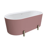 Fienza Aluca Freestanding Bath 1500mm w/ Overflow Matte Rouge w/ Brushed Nickel Legs FR88-1500R-BN-OF