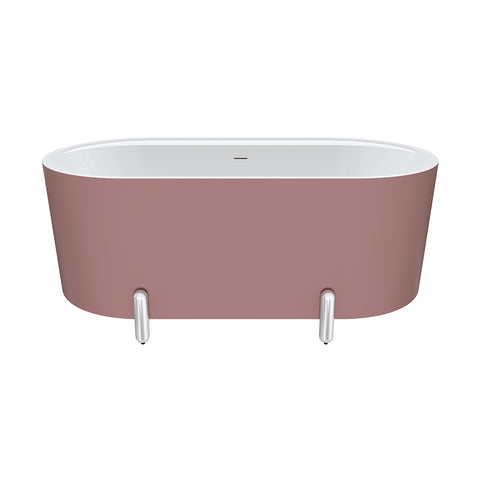 Fienza Aluca Freestanding Bath 1500mm w/ Overflow Matte Rouge w/ Chrome Legs FR88-1500R-C-OF