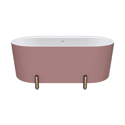 Fienza Aluca Freestanding Bath 1500mm w/ Overflow Matte Rouge w/ Brushed Copper Legs FR88-1500R-CO-OF