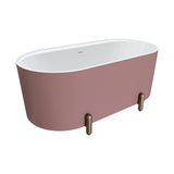 Fienza Aluca Freestanding Bath 1500mm w/ Overflow Matte Rouge w/ Brushed Copper Legs FR88-1500R-CO-OF