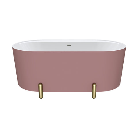 Fienza Aluca Freestanding Bath 1500mm w/ Overflow Matte Rouge w/ Urban Brass Legs FR88-1500R-UB-OF