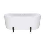 Fienza Aluca Freestanding Bath 1500mm w/ Overflow Matte White w/ Matte Black Legs FR88-1500W-B-OF