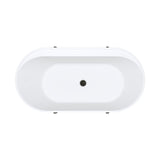 Fienza Aluca Freestanding Bath 1500mm w/ Overflow Matte White w/ Matte Black Legs FR88-1500W-B-OF