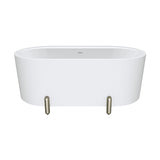 Fienza Aluca Freestanding Bath 1500mm w/ Overflow Matte White w/ Brushed Nickel Legs FR88-1500W-BN-OF