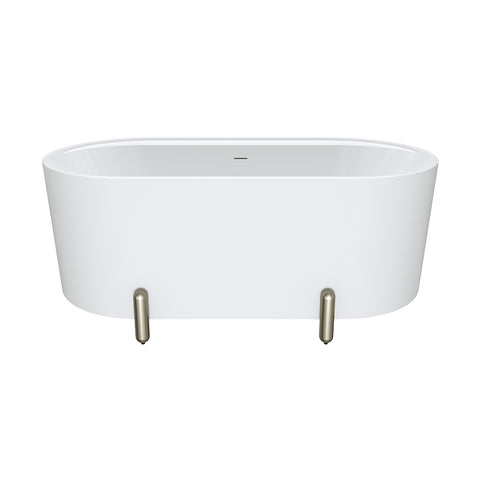 Fienza Aluca Freestanding Bath 1500mm w/ Overflow Matte White w/ Brushed Nickel Legs FR88-1500W-BN-OF