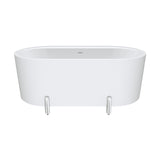 Fienza Aluca Freestanding Bath 1500mm w/ Overflow Matte White w/ Chrome Legs FR88-1500W-C-OF